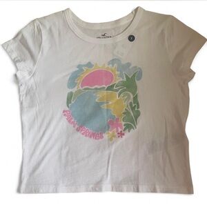 NEW Hollister Pastel Palm Springs Graphic Cotton Cropped T-Shirt ✨